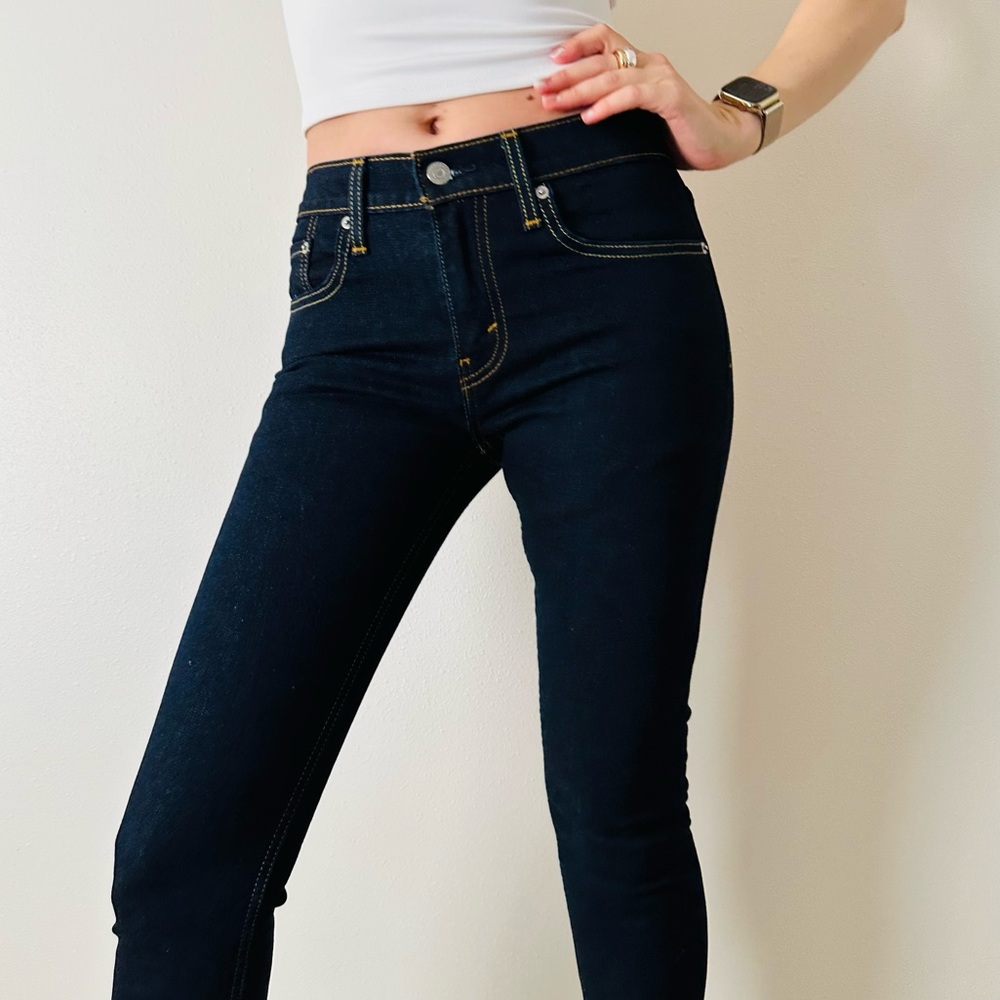 Vintage Levi’s 512 skinny dark blue 5 pocket stretchy women’s cotton denim jeans - Picture 2 of 7